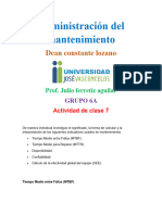 Actividad de Indicadores Usados en Mantenimiento