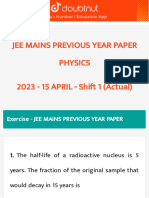 Jee Mains Previous Year Paper Class 12 Physics 2023 15 April Shift 1 Actual Doubtnut English Medium 2023 Web 3