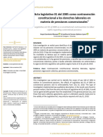 Acto Legislativo 01 Del 2005 Como Contravención Constitucional A Los Derechos Laborales en Materia de Pensiones Convencionales