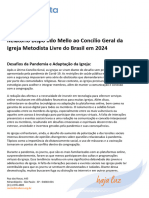 Relatório Do Bispo Ildo Mello Ao Concílio Geral Da Igreja Metodista Livre Do Brasil 2024