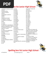 Spelling Bee Wordlist Junior High School 2023