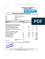 Formato Modelo Ejemplo PRESUPUESTO PARA AMPLIACIÓN O REMODELACIÓN DE VIVIENDA