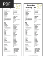 Ramadan Grocery List