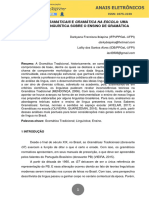 Saberes Gramaticais e Gramática Na Escola Uma Reflexão Linguística Sobre o Ensino de Gramática