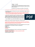 Correção Aula 5 Exercícios de Biologia 3º Ano EM