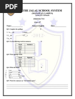 Admission Test Class 5th