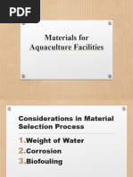 Materials For Aquacultural Facilities