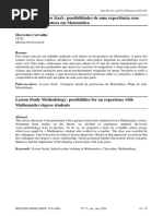 Metodologia Lesson Study: Possibilidades de Uma Experiência Com Alunos Da Licenciatura em Matemática