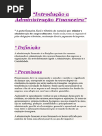 Introdução A Administração Financeira