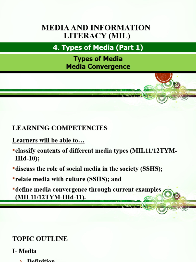 Types of Media (Part 1) - Types of Media and Media Convergence | PDF ...