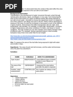 Lab Report Transpiration of Leaf Area