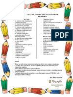 Lista de Útiles Del 4to Grado de Primaria