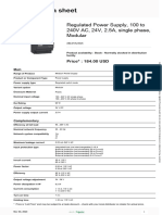 Regulated Power Supply, 100 To 240V AC, 24V, 2.5A, Single Phase, Modular