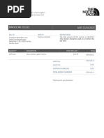 North Face Invoice