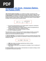 La Gestión de Stock Volumen Óptimo Del Pedido (VOP)