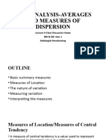 Lecture 4 Data Analysis Summary Measures 1