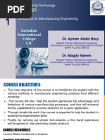 Lecture 1-Introduction - Manufacturing Technology-Course Outline