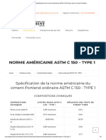 Spécification de La Norme Américaine ASTM C150 Type1 Pour Le Ciment Portland