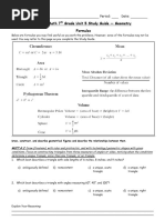 Unit 2 Geometry Study Guide