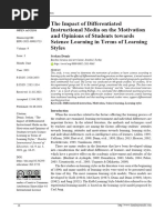 The Impact of Differentiated Instructional Media On The Motivation and Opinions of Students Towards Science Learning in Terms of Learning Styles