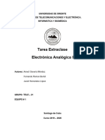 Tarea Extraclases de Electrónica Analógica I Tema I Diodos 2019 - 2020. Respuesta