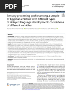 Sensory Processing Profile Among A Sample of Egyptian Children With Different Types of Delayed Language Development Correlations of Different Variablesegyptian Journal of Otolaryngology