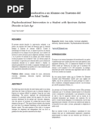 Intervención Psicoeducativa A Un Alumno Con Trastorno Del Espectro Autista en Edad Tardía