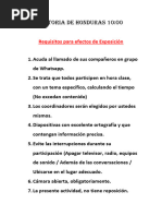 Temas de Exposición - Historia de Honduras - Tercer Parcial - 2024