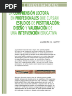 La Comprensión Lectora en Profesionales Que Cursan Estudios de Postitulación