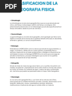 Clasificacion de La Geografia Fisica