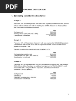 Goodwill Calculation Exercises