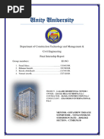 Unity University: Department of Construction Technology and Management & Civil Engineering Final Internship Report