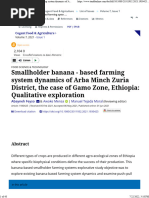 Full Article Smallholder Banana - Based Farming System Dynamics of Arba Minch Zuria District, The Case of Gamo Zone, Ethiopia Qualitative Exploration