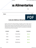 ADITIVOS ALIMENTARIOS - Lista de Aditivos Alimentarios