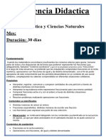 Secuencia Matematica y Ciencias Naturales 5to Grado