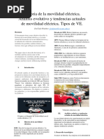 Historia de La Movilidad Eléctrica. Análisis Evolutivo y Tendencias Actuales de Movilidad Eléctrica. Tipos de VE