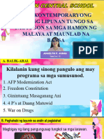 Mga Kontemporaryong Isyu NG Lipunan Tungo Sa Pagtugon Sa Mga Hamon NG Malaya at Maunlad Na Bansa