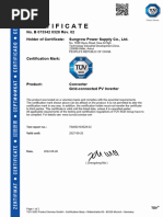 SG285HX - SG320HX - SG333HX - SG350HX IEC 62109-1 and IEC 62109-2 TUV MARK Certificate 4092103529-02CERT - TUV MARK B - E