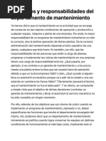 Funciones y Responsabilidades Del Departamento de Mantenimiento