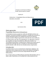 Datos Generales: Química LL Práctica No. 3. Propiedades Físicas de Hidrocarburos: Densidad y Viscosidad