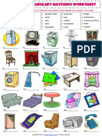 In My House Furniture Vocabulary Matching Exercise Worksheet