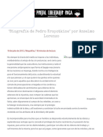 Biografía de Pedro Kropotkine' Por Anselmo Lorenzo - Portal Libertario OACA