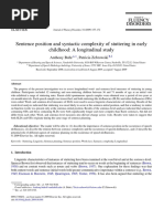 Sentence Position and Syntactic Complexity of Stuttering in Early Childhood: A Longitudinal Study