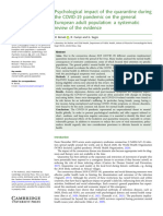 Psychological Impact of The Quarantine During The COVID-19 Pandemic On The General European Adult Population: A Systematic Review of The Evidence