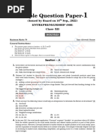 CBSE Sample Paper Class 12 Entrepreneurship 2022-23 With Solution