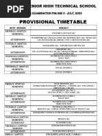 Provisional Timetable: Obuasi Senior High Technical School