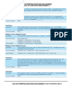 List of Attempted Questions and Answers (Cases of Operations Management-1)