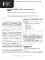 Determining The Izod Pendulum Impact Resistance of Plastics: Standard Test Methods For