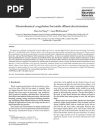 Electrochemical Coagulation For Textile Effluent Decolorization