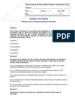 1º Ano - Avaliação - História - Modos de Produção